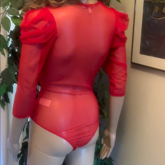Bodysuit Ladies mostly sheer long slv Sz small - Picture 8 of 9
